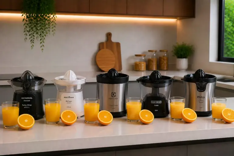 Home spremedores de frutas Mondial, Britânia, Electrolux, Black+Decker e Philco com suco de laranja